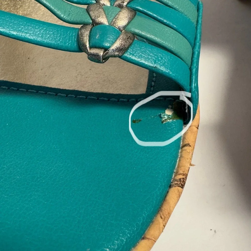Croft & Barrow Sole (Sense) Ability Cork Wedge Teal Margie Sandals ‎ 9.5 New